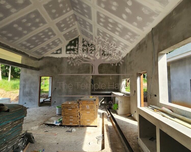 Temple Haven Residences pool villas progress (2) Temple Haven Residences pool villas progress - kitchen and vaulted ceiling