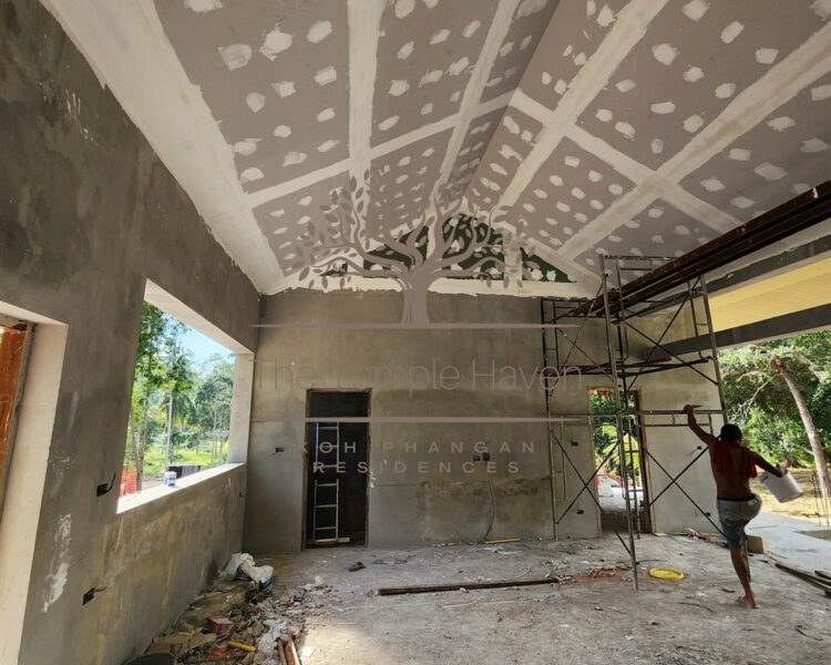 Temple Haven Residences pool villas progress (4) Temple Haven Residences pool villas progress - lounge view with scale