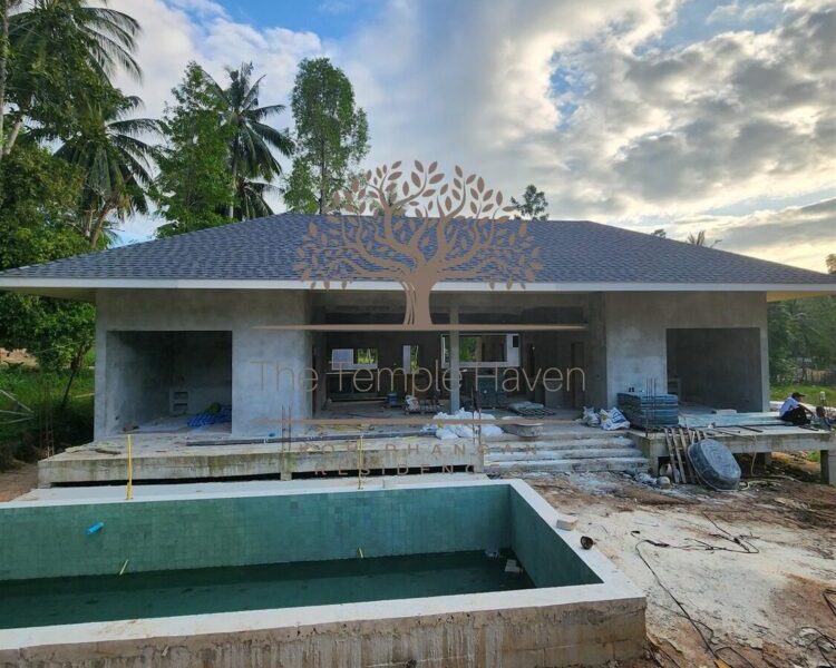 Temple Haven Residences pool villas progress (9) Temple Haven Residences pool villas progress - garden to villa view